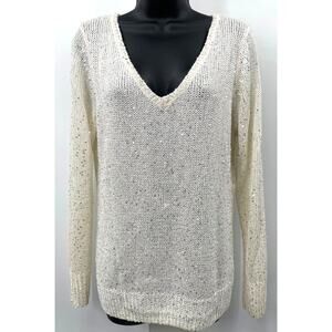 Boston Proper Long Sleeve Knit Sequin Blouse Women's Size S